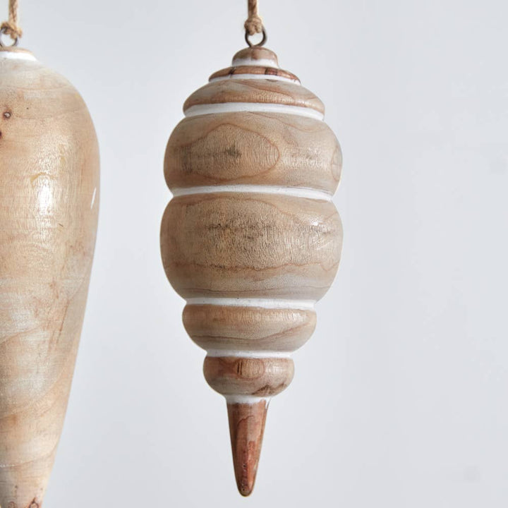 Four Carved Wood Ornaments holiday decor