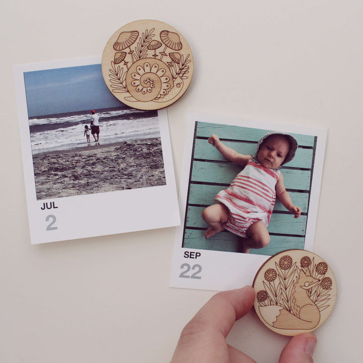 Fox + Snail Wood Forest Animal Magnet Pair Nature Lover Gift