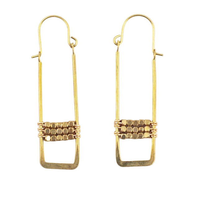 Framed Brass Cube Earrings