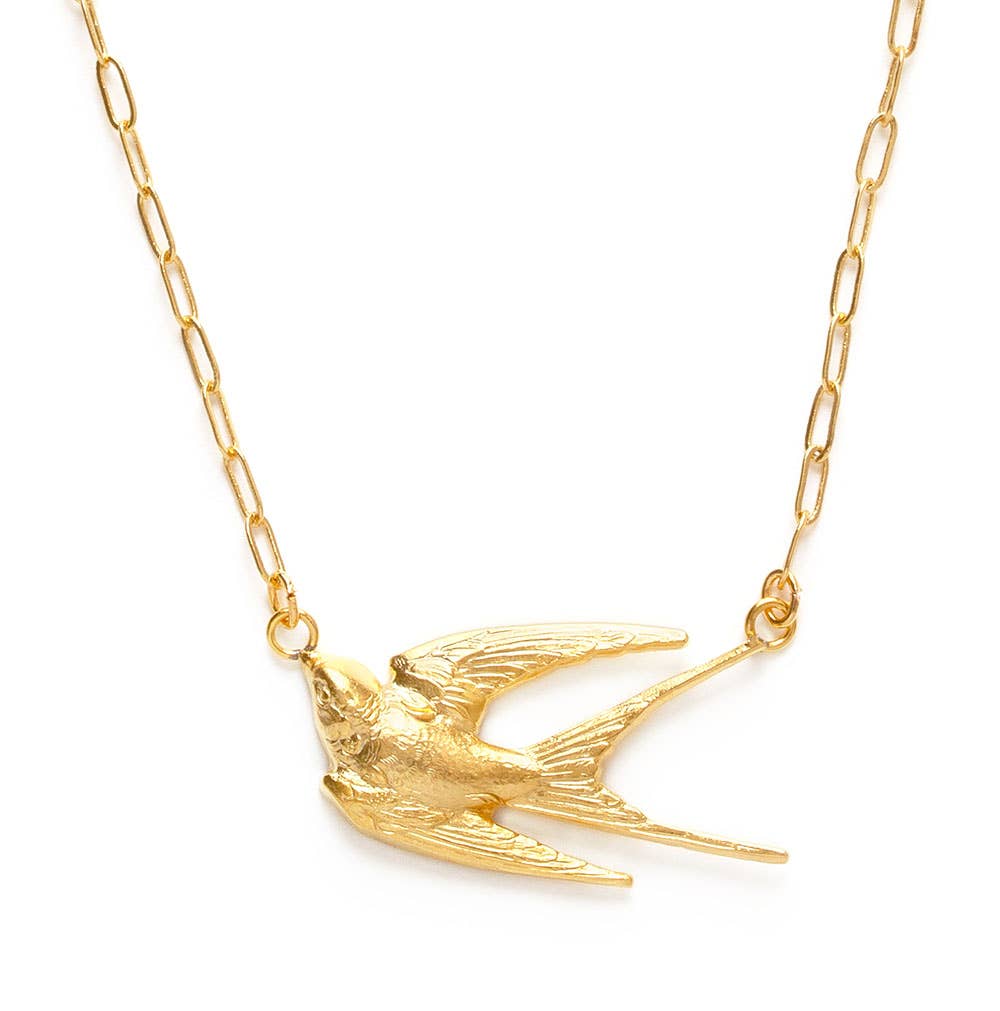 Golden Swallow Bird Necklace