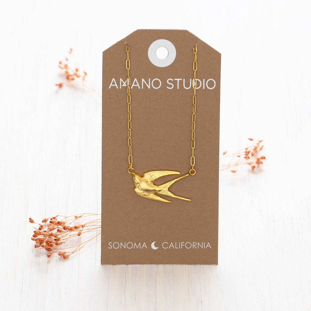 Golden Swallow Bird Necklace women jewelry 