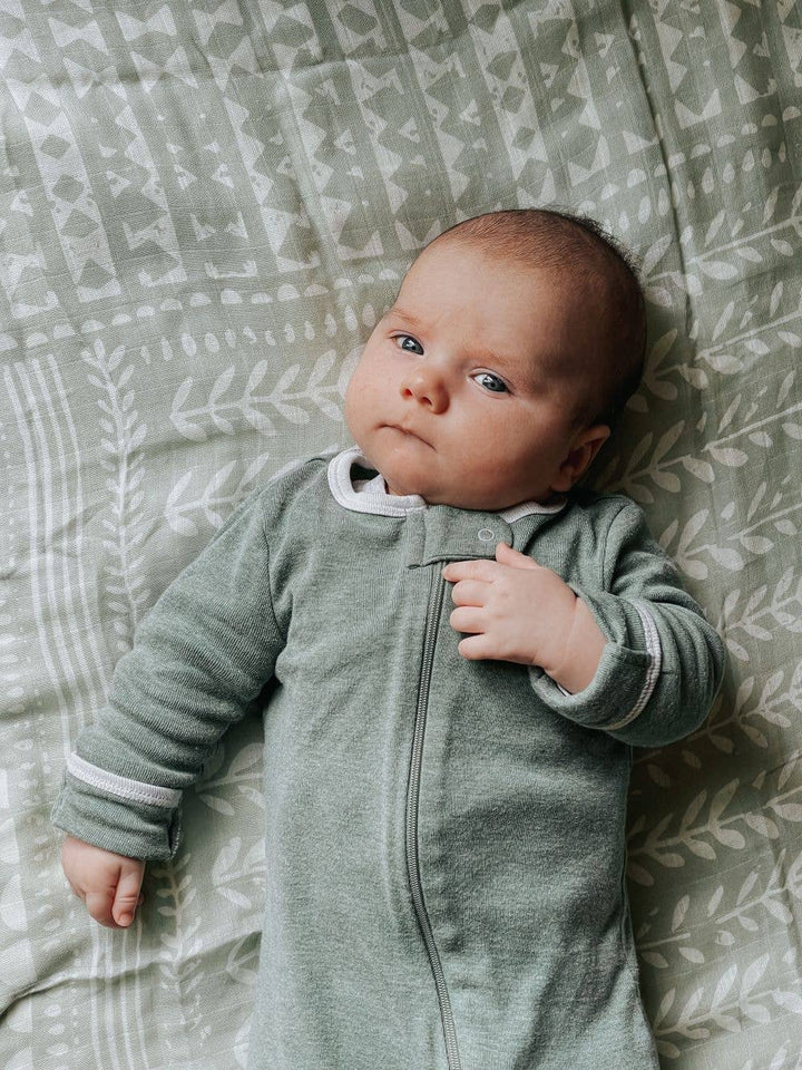 Green Spruce Tapestry Swaddle Baby Blanket