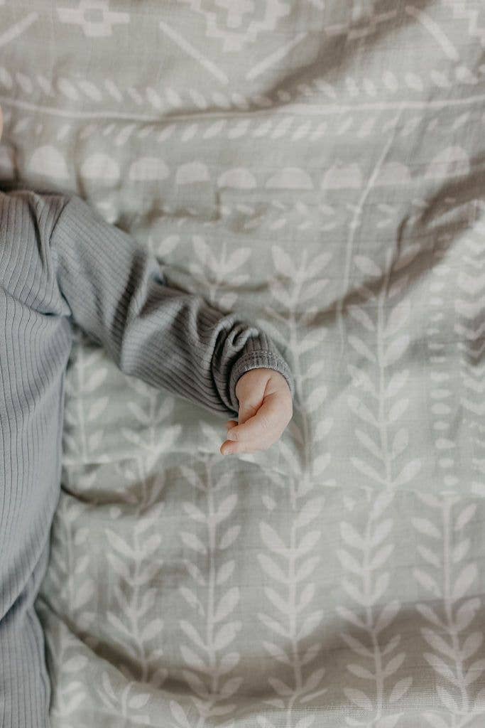 Green Spruce Tapestry Swaddle Baby Blanket