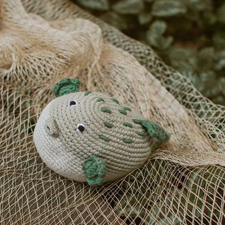 Handmade Pufferfish Rattle Beach Baby Toy