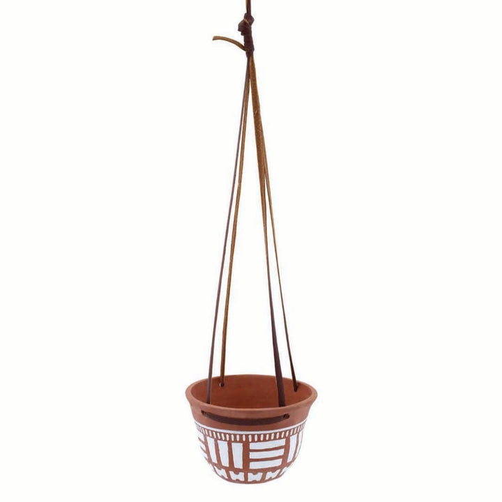 Hanging Planter Pot Terracotta & Leather home decor boho rustic