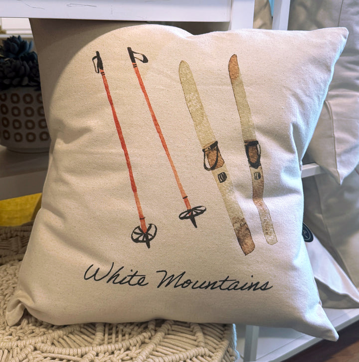 White Mountains Watercolor Ski Pillow