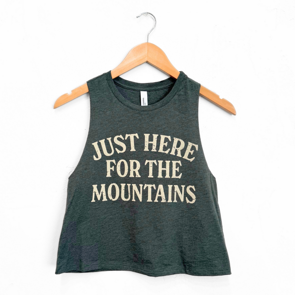 Just Here for the Mountains Ladies Tank - Heather Forest