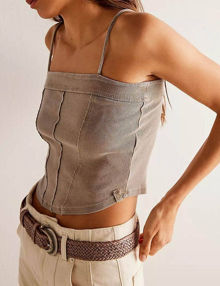 Khaki Ribbed Tank Top