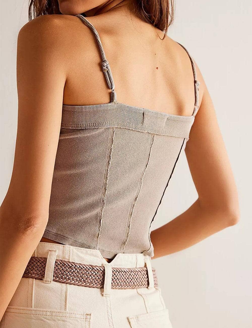 Khaki Ribbed Tank Top
