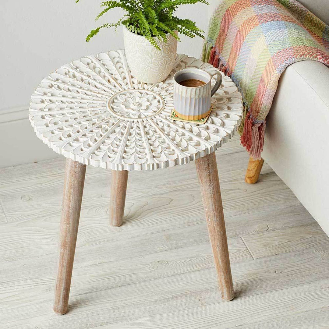 Khilana Carved Side Tables - Set of 2