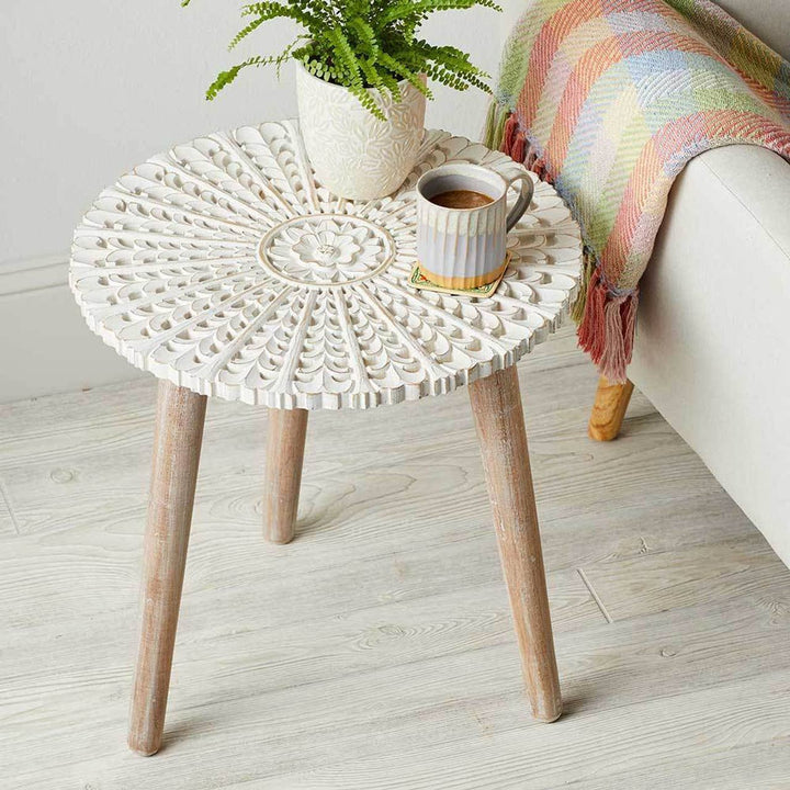 Khilana Carved Side Tables - Set of 2