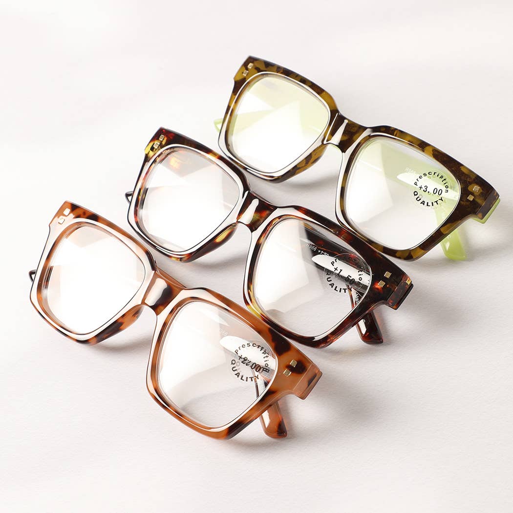 Leopard Square Frame Reading Glasses