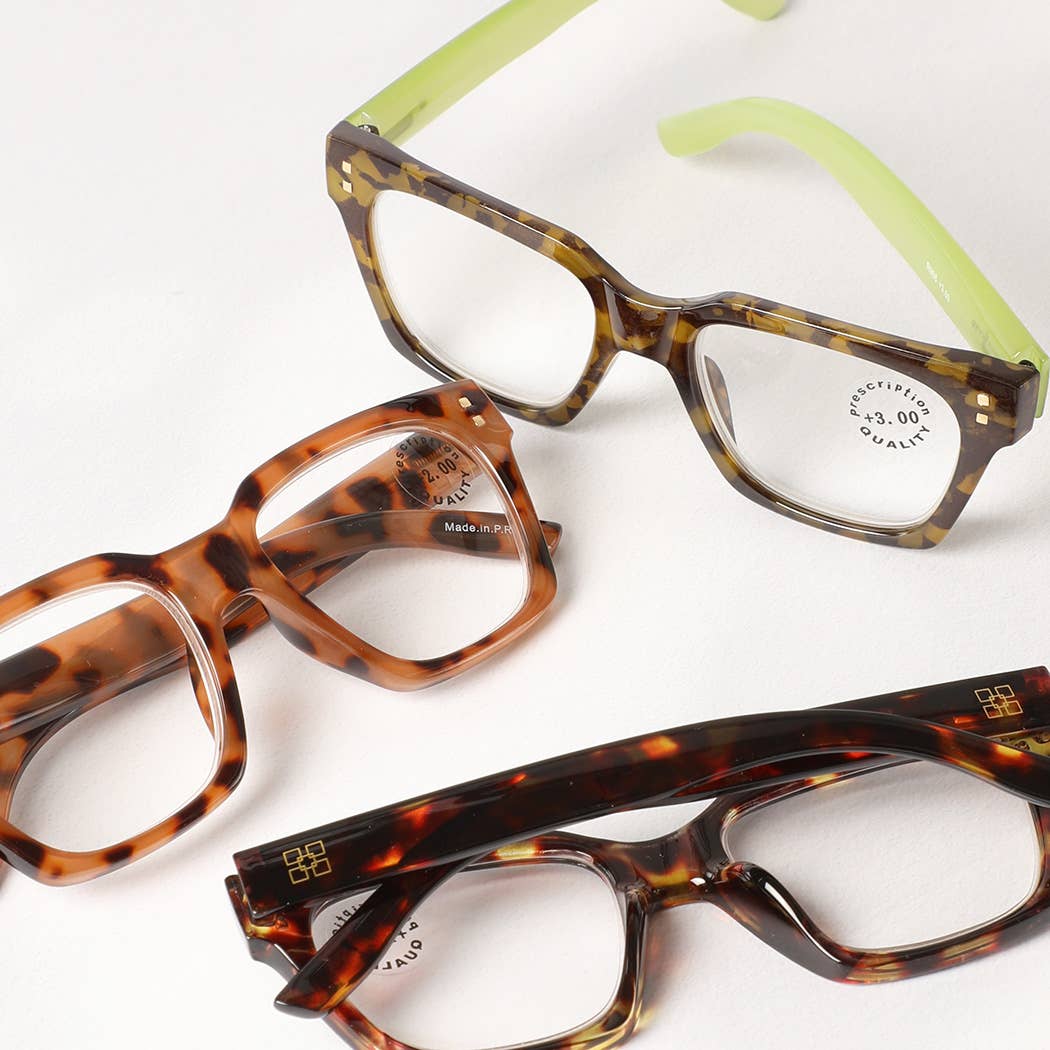 Leopard Square Frame Reading Glasses