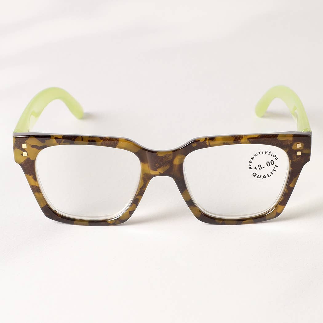 Leopard Square Frame Reading Glasses
