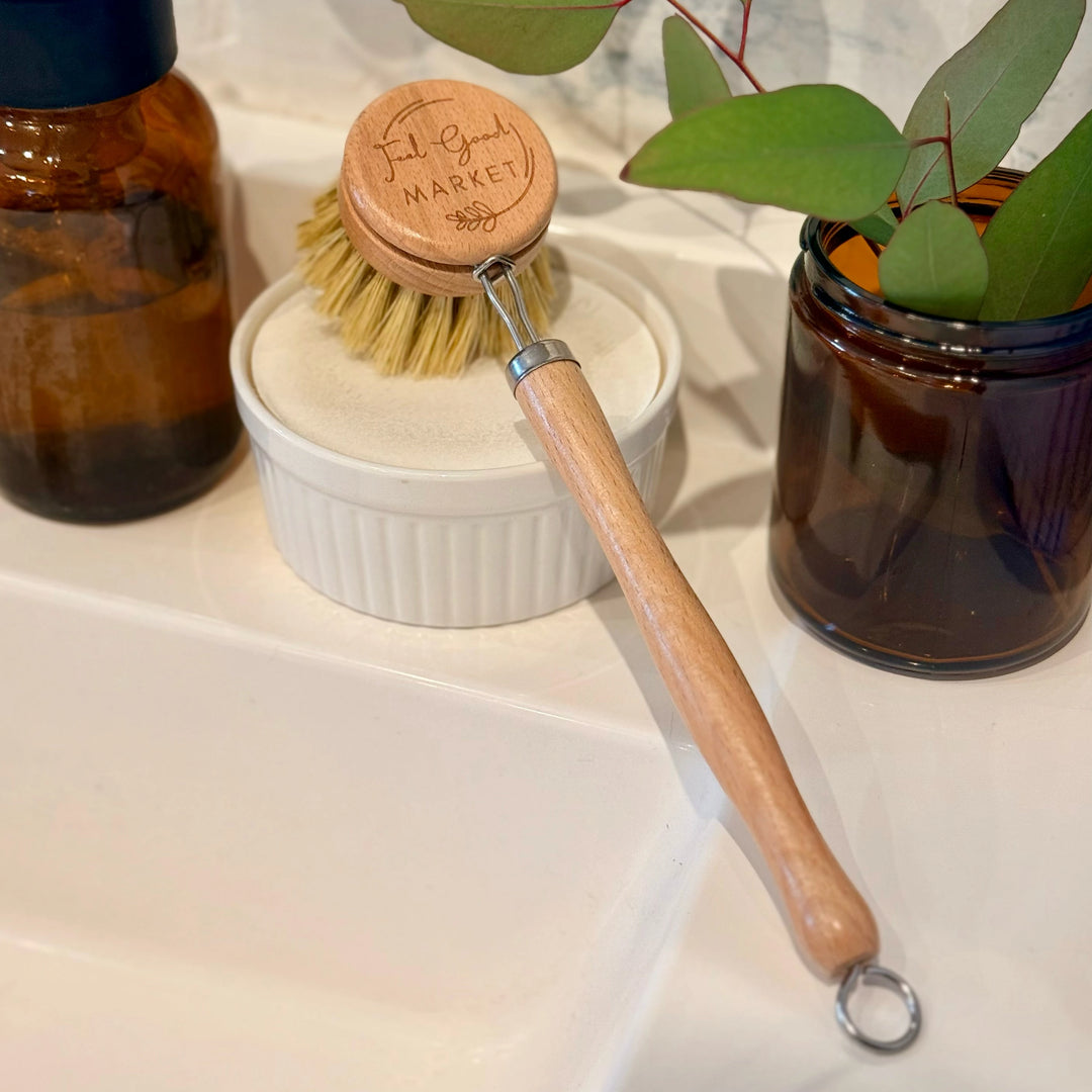 Long Handle Sisal Dish Brush with Replaceable Head