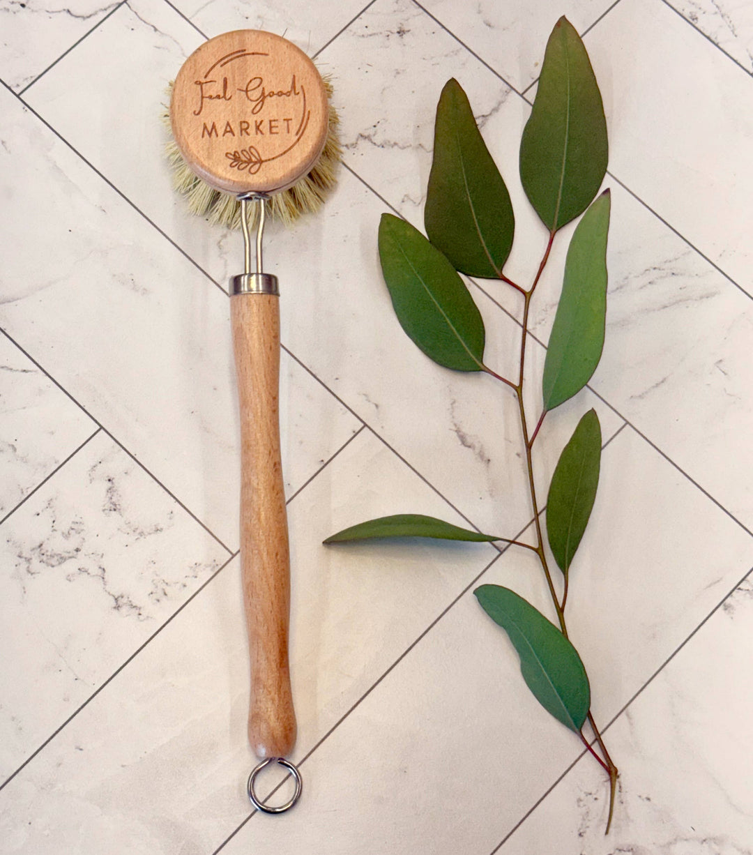 Long Handle Sisal Dish Brush with Replaceable Head