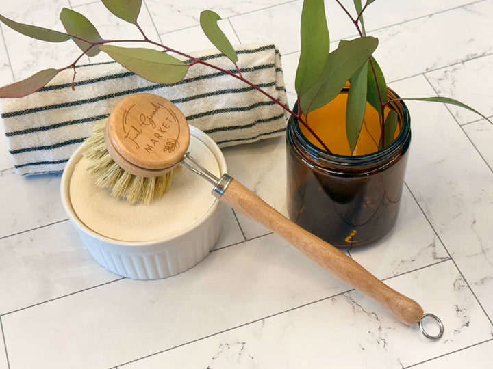 Long Handle Sisal Dish Brush with Replaceable Head