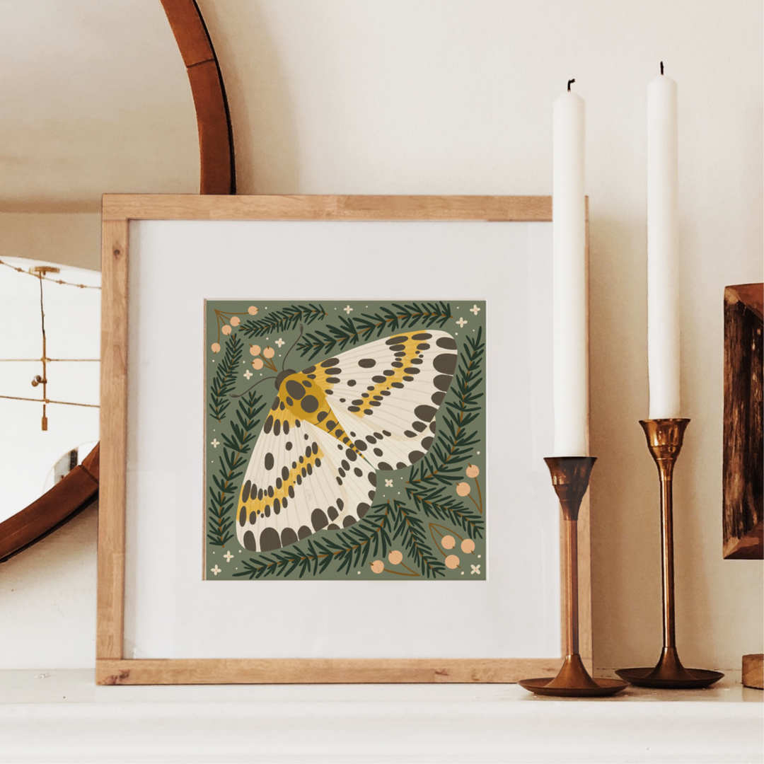 Magpie Moth Art Print 8.5 x 8.5 Nature Lover