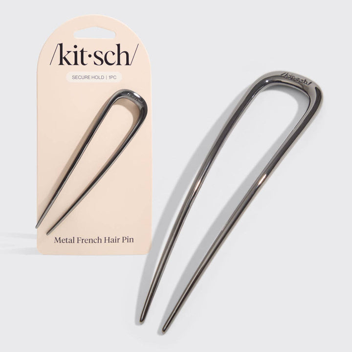 Metal French Hair Pin in Hematite