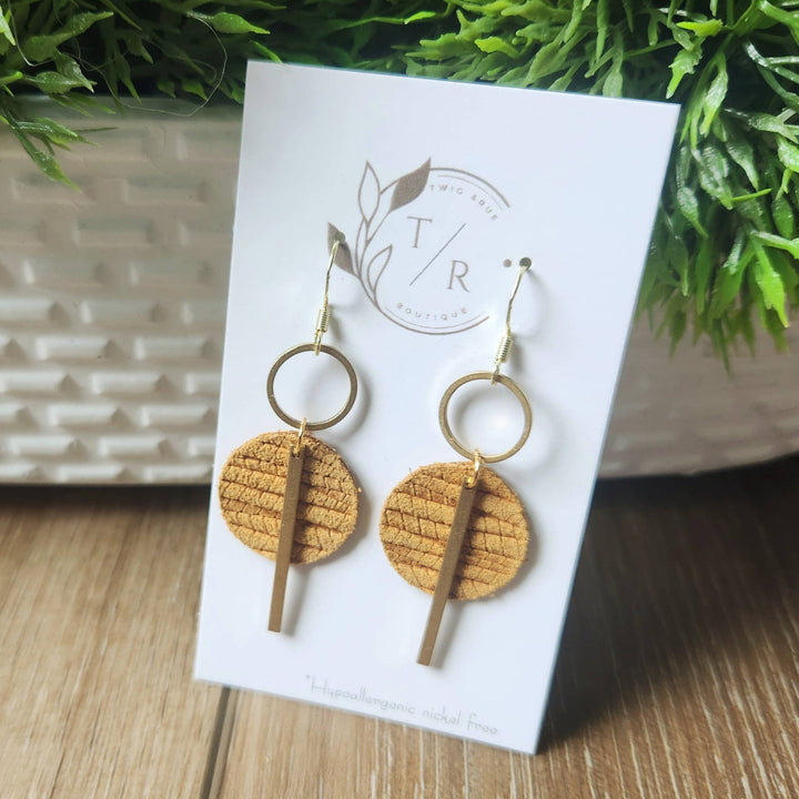 Mini-Jude Genuine Leather Earrings mustard