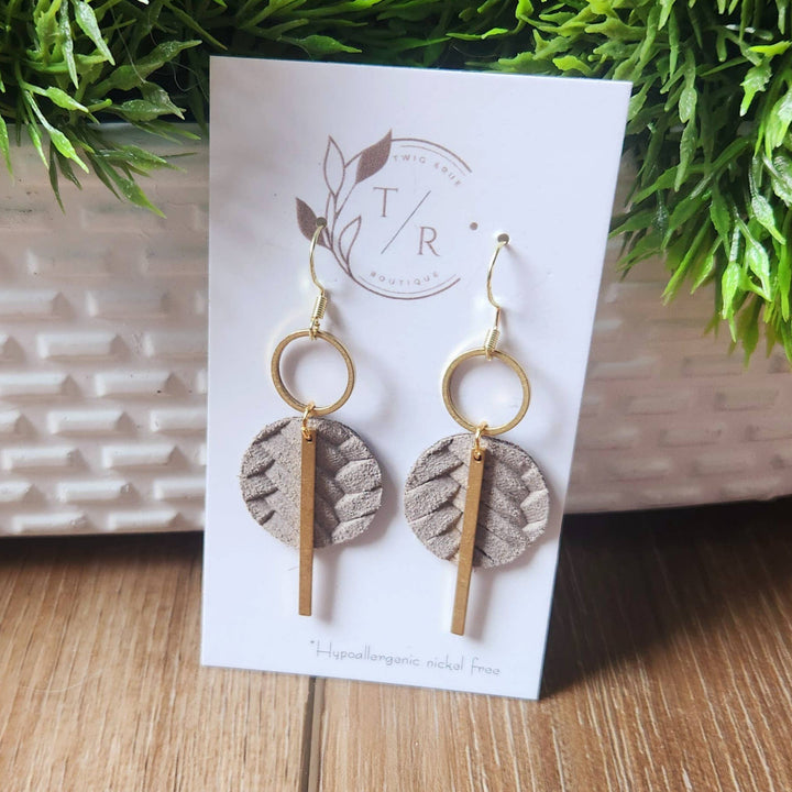 Mini-Jude Genuine Leather Earrings stone