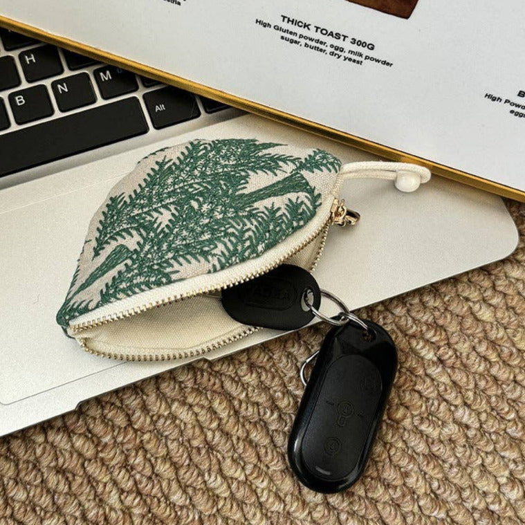 Minimalist Embroidered Mini Coin Purse Wallet