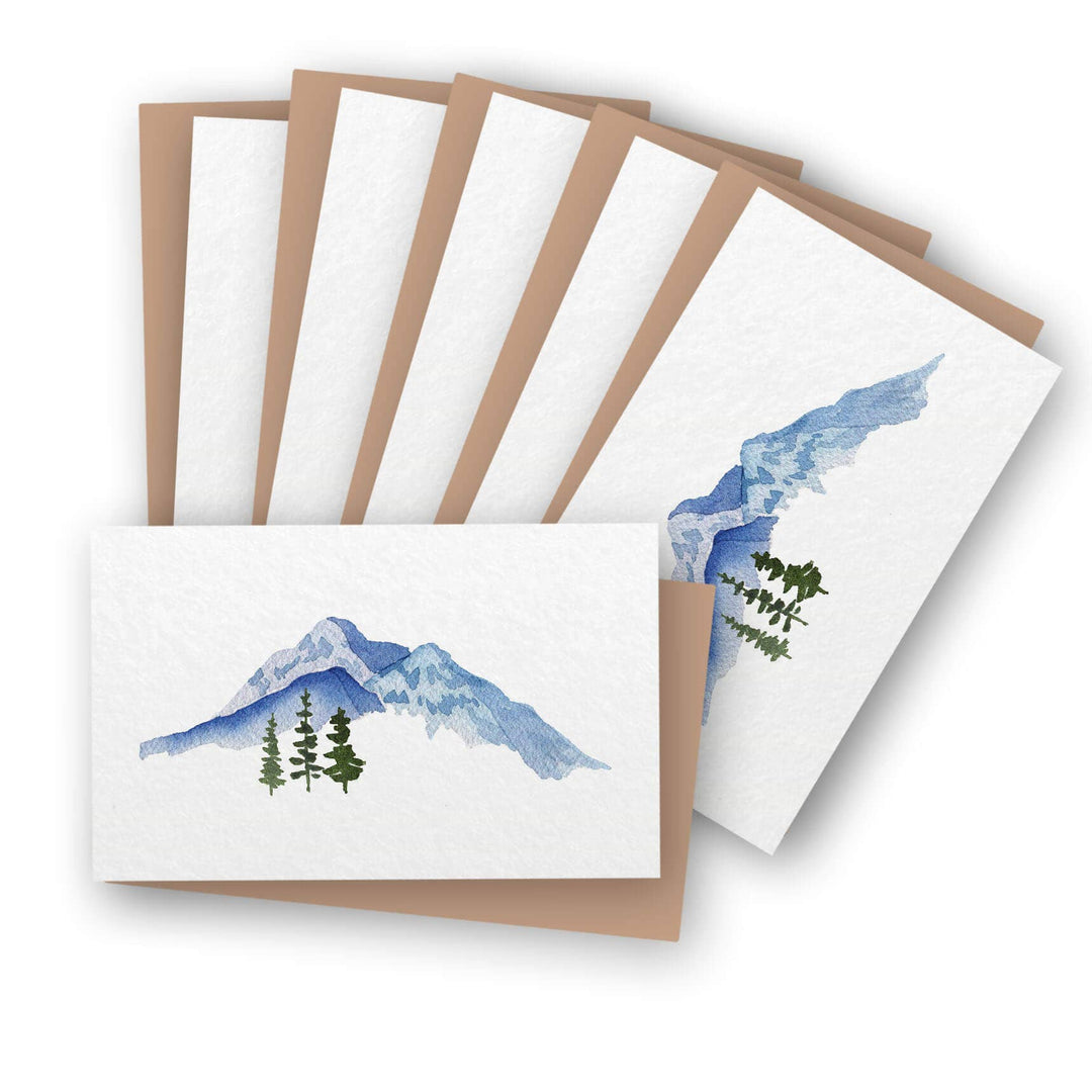 Minimalist Mountain Landscape Mini Greeting Card Set
