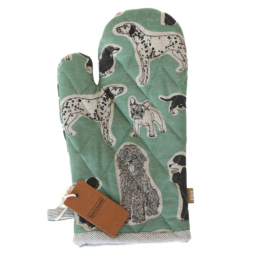 Oven Glove - Dog Print Aqua Storm