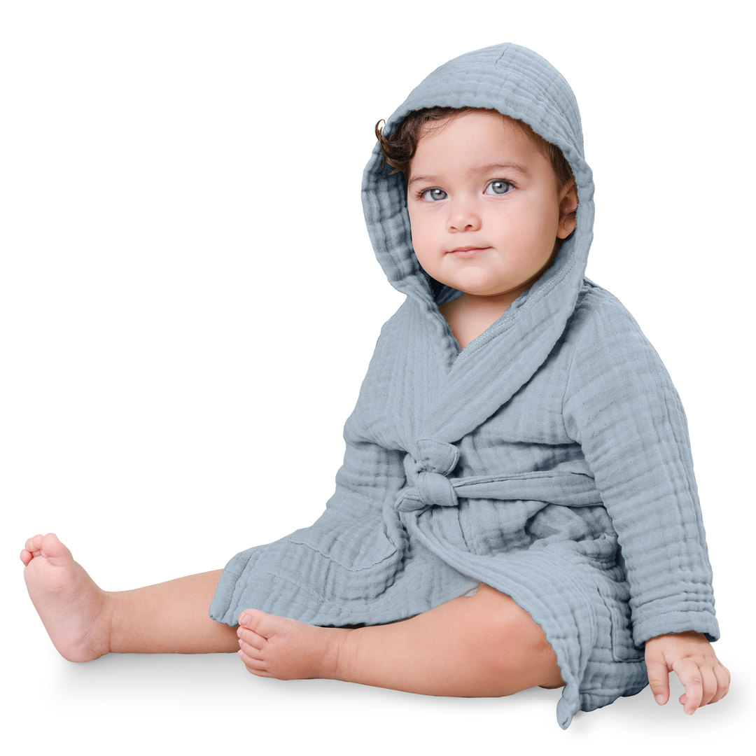 Pacific Blue Muslin Bath Robe for Kids by Comfy Cubs