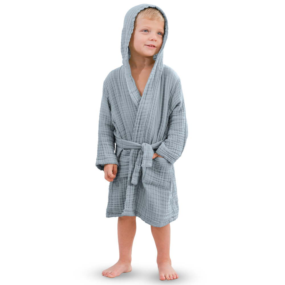 Pacific Blue Muslin Bath Robe for Kids by Comfy Cubs