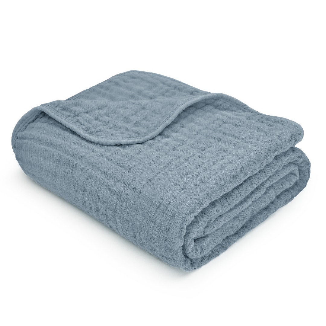 Pacific Blue Muslin Cotton Blankets by Comfy Cubs