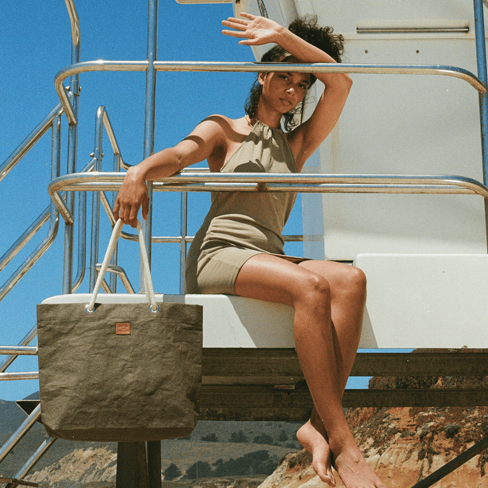 Pure Cord Reusable Shopper Tote Bag in Taiga Green