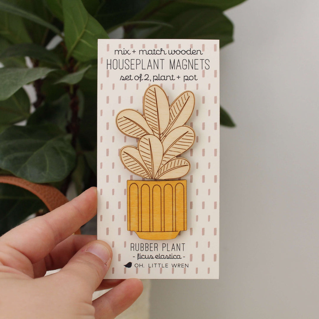 Rubber Plant Wood House Plant Magnets Plant Lover Gift