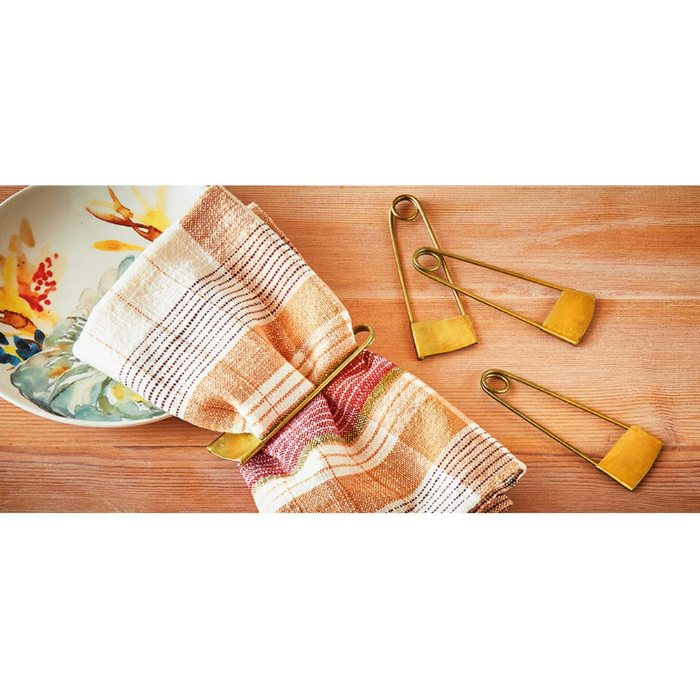 Safety Pin Napkin Ring Set of 4 - Antique Gold by tag handmade houseware tablescape