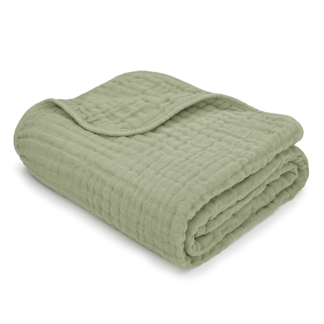 Sage Muslin Cotton Blankets by Comfy Cubs