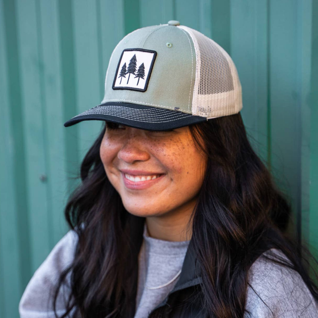 Sage Three Tree Tri Tone Trucker Hat unisex mountains women men