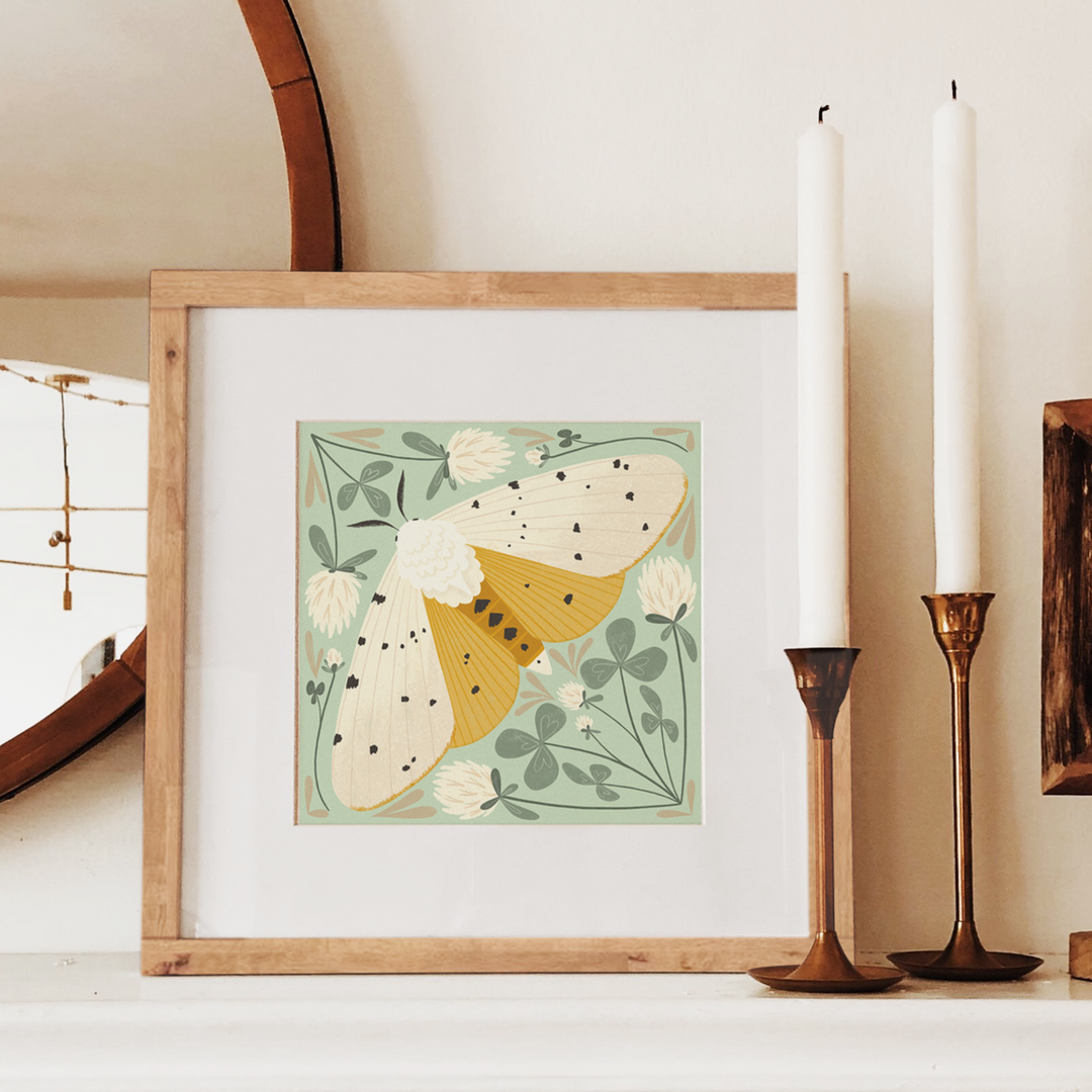 Salt Marsh Moth Art Print, 8.5 x 8.5 Nature Lover