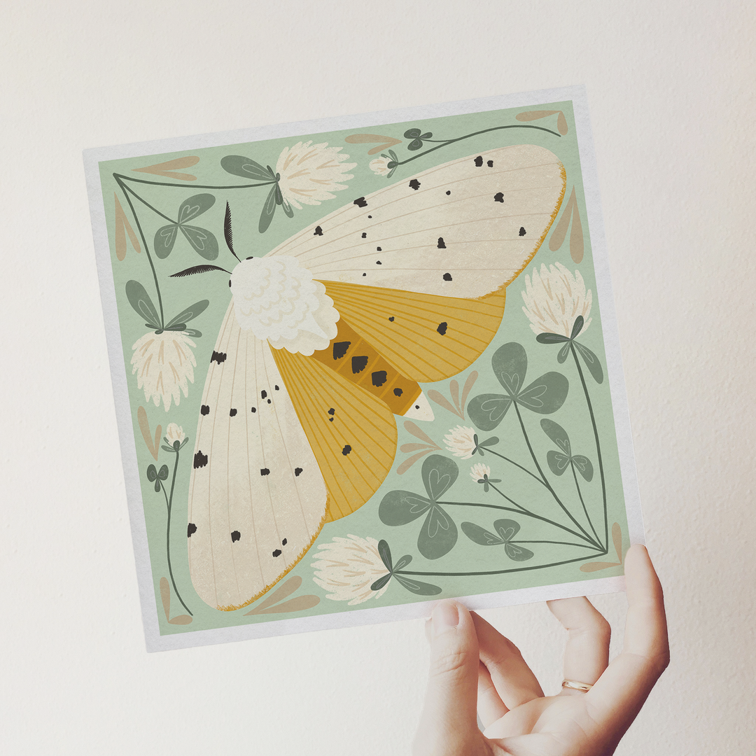 Salt Marsh Moth Art Print, 8.5 x 8.5 Nature Lover