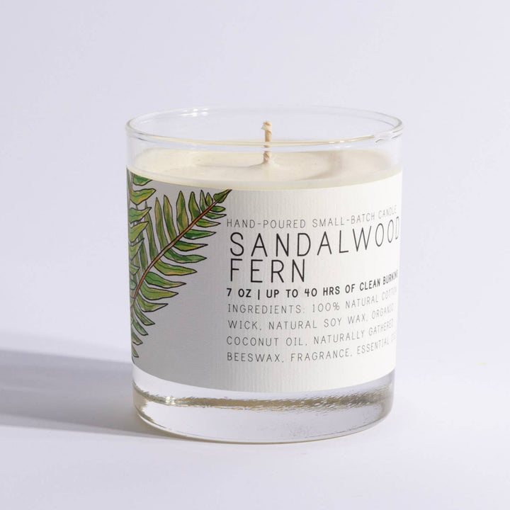 Sandalwood Fern Medium glass Candle by Just Bee