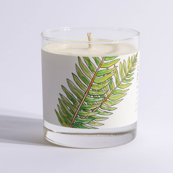 Sandalwood Fern Medium glass Candle by Just Bee