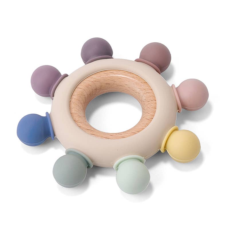 Silicone/ Wood Teether Rainbow