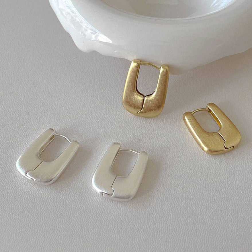 Simple Matte Brushed Hoop Earrings