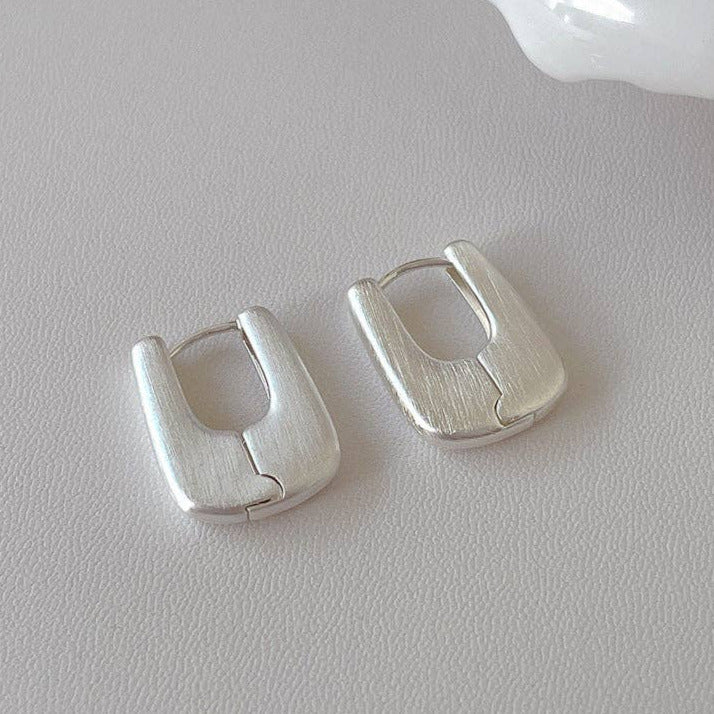 Simple Matte Brushed Hoop Earrings