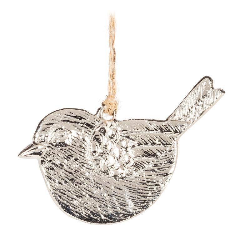 Simple Silver Flat Bird Ornament holiday decor Christmas decoration