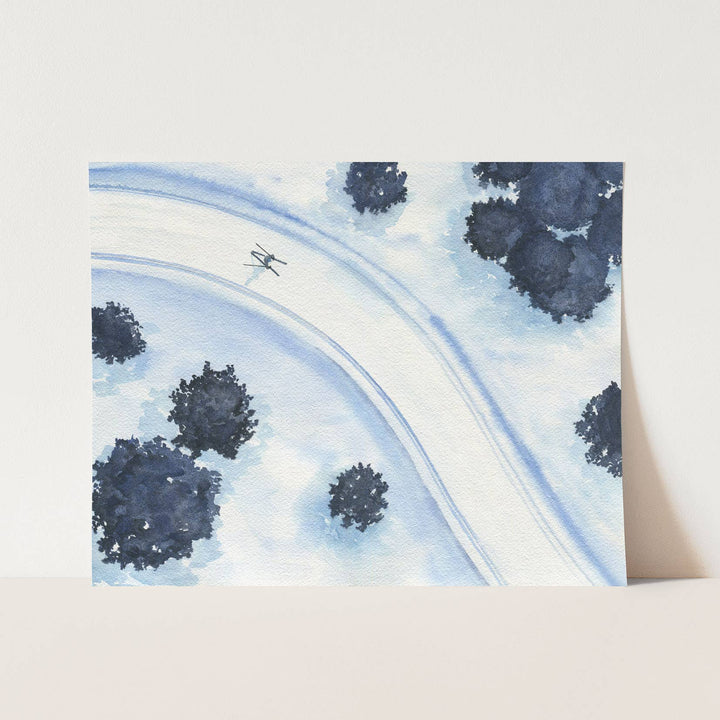 Ski Art Print | Cross-Country Skier Winter Snow Wall Decor
