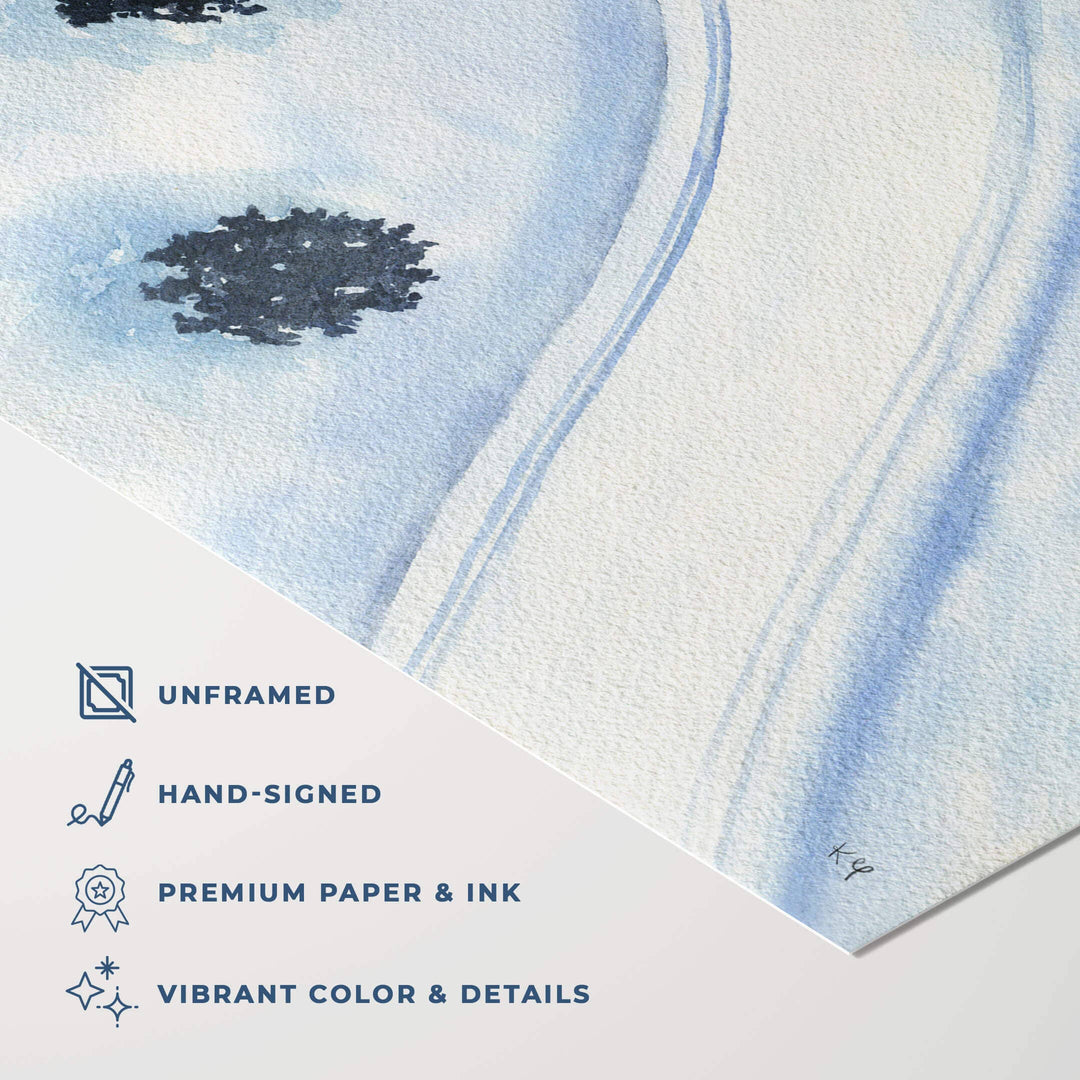 Ski Art Print | Cross-Country Skier Winter Snow Wall Decor