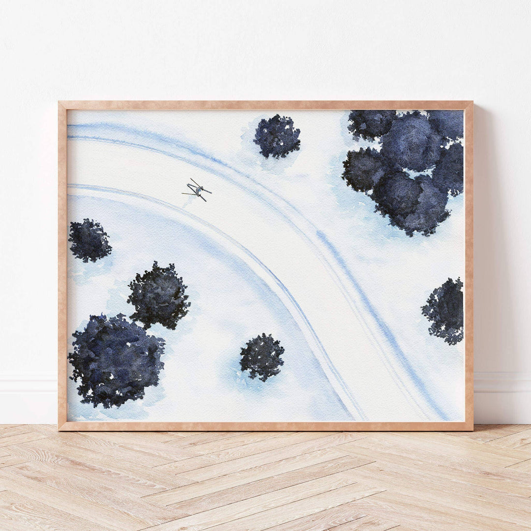 Ski Art Print | Cross-Country Skier Winter Snow Wall Decor