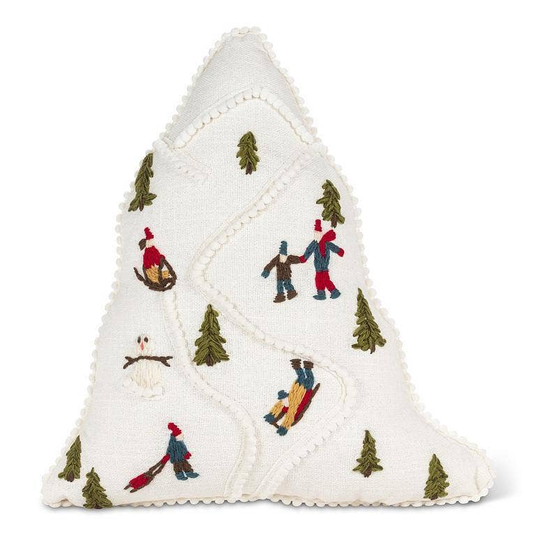 Ski Scene on Tree Shaped Pillow