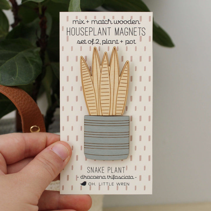 Snake Plant Wood House Plant Magnets Plant Lover Gift