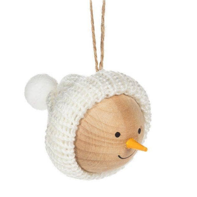 Snowman Head with Knit Hat Ornament